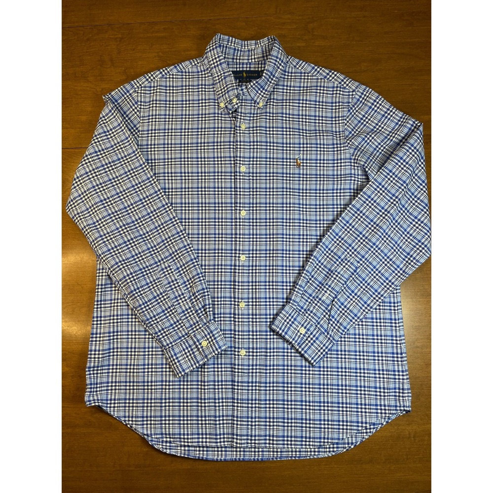 Ralph Lauren XL Classic Fit Plaid Button Down Long Sleeve Shirt Emblem Logo Pony